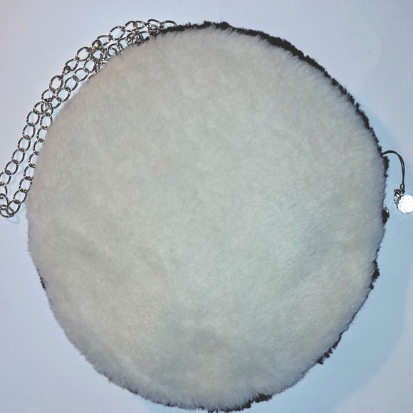 Faux Fur Black & White Circle Chain Shoulder Bag 60s Style Hand Made OOAK - Picture 2 of 7